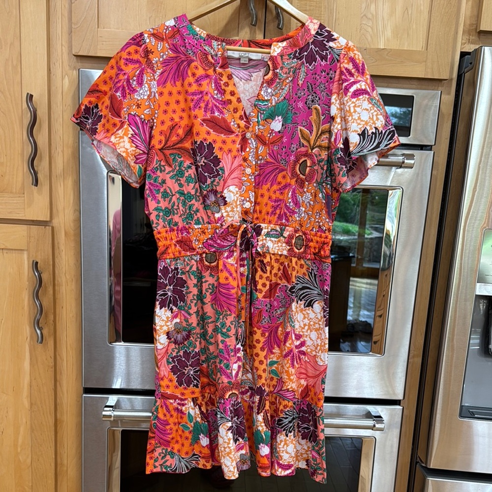 Women’s LOFT Vibrant Floral Short Sleeve Dress